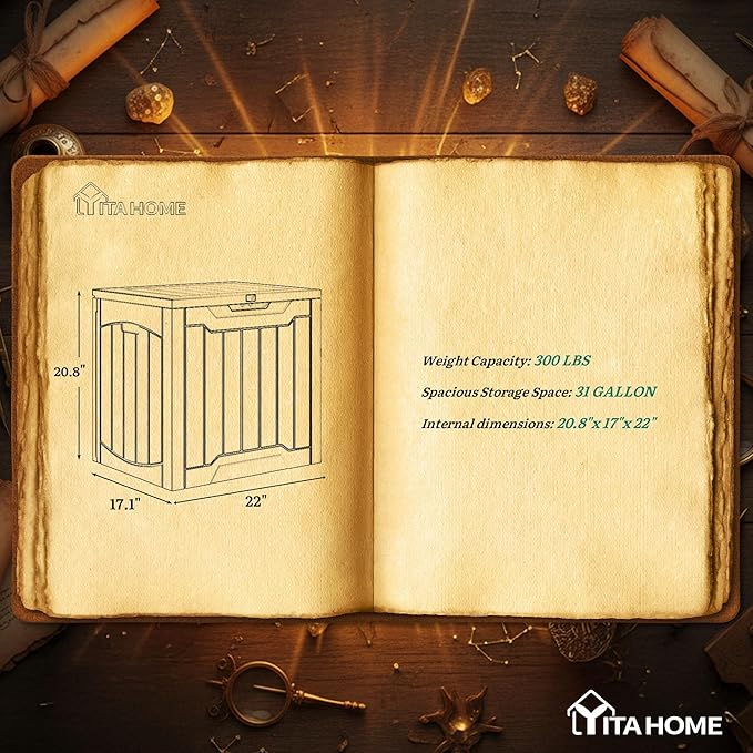 YITAHOME 31 Gallon Outdoor Storage Box, Resin Deck Box and Waterproof Package Delivery Box for Gardening Tools, Pool Supplies, Patio Furniture, Lockable, Black
