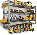 MOOMSINE Large Power Tool Organizer Wall Mount, 4-Tier Heavy Duty Metal Storage Rack Loads 400lbs, Battery Tools Hanger with 8 Cordless Drill Holder for Garage, Workshop, Pegboard, Shed