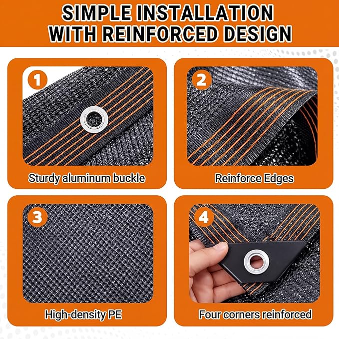 2 Pack 55% Black Shade Cloth for Garden 6.5 x 10 ft Sunshade Cloth Mesh Tarp with Grommets Outdoor Net for Patio Plants Greenhouse Outdoor Chicken Coop Cover