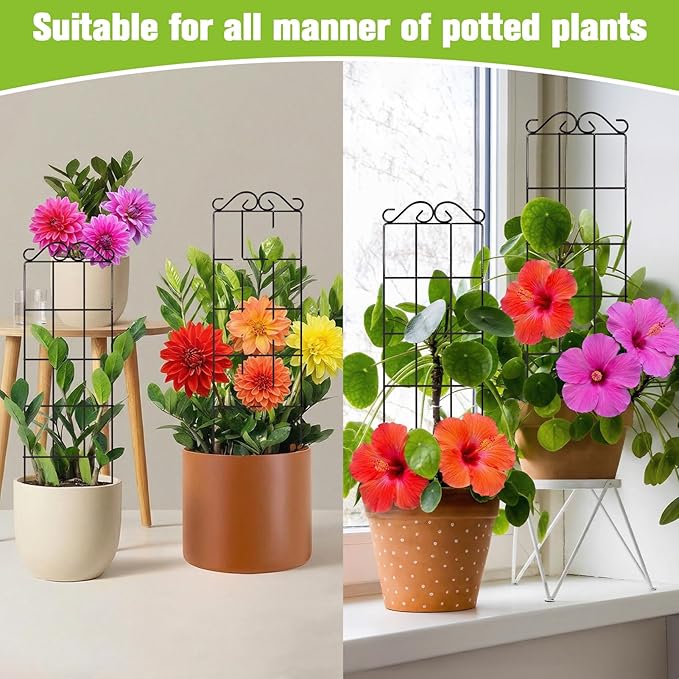 4 Pack 19.7x5.9 Inch Garden Trellis, Indoor & Outdoor Stable Support for Climbing Plants (Flowers, Tomatoes, Vines, Anti-Lodging Solid Structure)