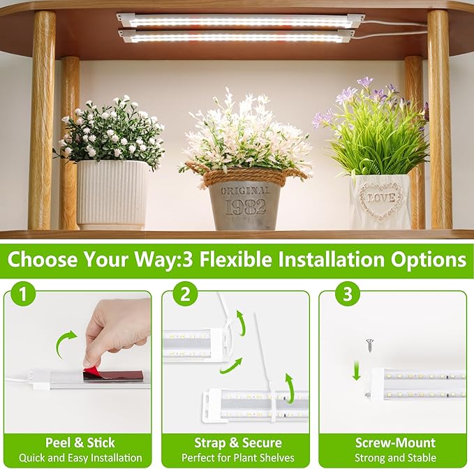 FOXGARDEN Dual-Row Grow Light Strip Full Spectrum, 480 LEDs Plant Lights for Indoor Growing with 4/8/12H Timer, Strip Grow Light for Indoor Plants, 10 Dimmable Levels, 2 Pack