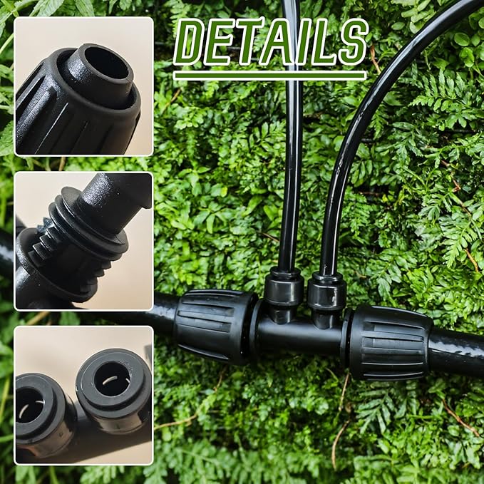 8 PCS 1/2" to 1/4" Drip Irrigation Tee Fittings,4 Way Barbed Tee 1/2 Inch to 1/4 Inch Quick Connect Irrigation Tubing Fittings,Anti-Leak Reducing Splitter Tee Connectors for Garden Irrigation System