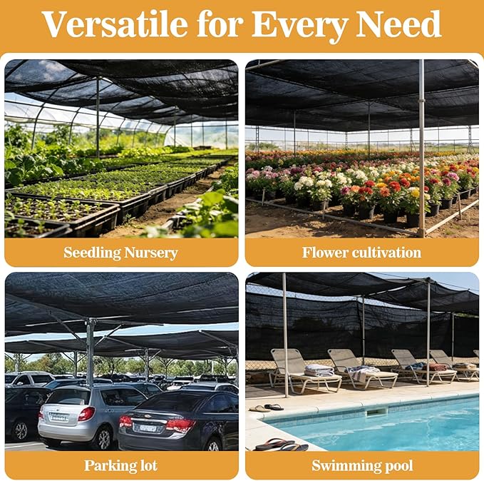Sukh Shade Cloth for Garden - 70% Sunblock Shade Cloth for Garden Black Mesh Tarp 6.5 x 10 FT Sun Shade Cloth Sun Cover Sunshade Net for Outdoor, Patio, Plant, Greenhouse