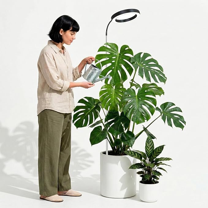 Grow Light for Indoor Plants, 6.3" Full Spectrum LED Plant Grow Light, 11.8-63in Height Adjustable Growing Lamp with Auto Timer 3H/9H/12H, 10 Dimmable Levels (Black 1 Pack)