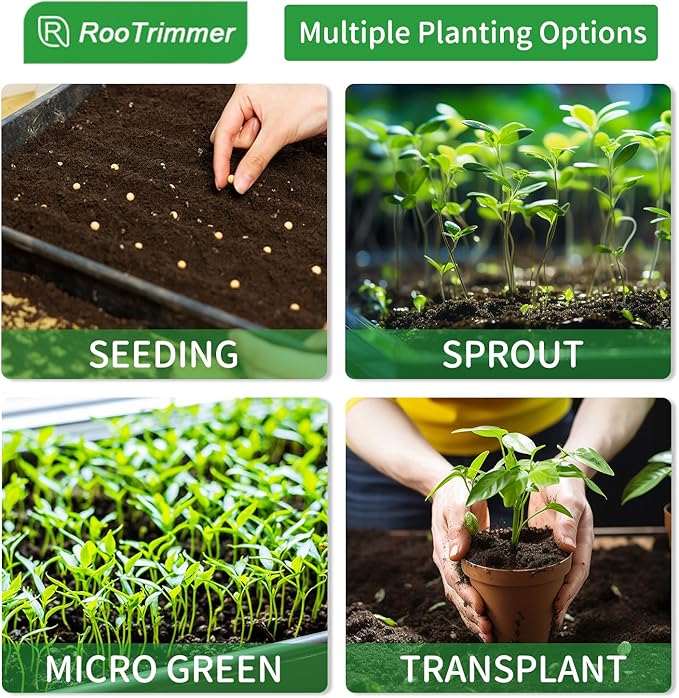 RooTrimmer Shallow 1020 Nursery Flat Trays Specialized for Holding & Carrying 200 Cell Plug Seedling Trays (Height is 1.3"),Microgreen Germination Trays,10 Pack, No Holes (YB01, 10Pcs)