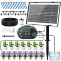 Solar Drip Irrigation System Kit, Auto Watering Kit for 15 Pots, 3W Solar Powered Auto Easy DIY Watering Device, 22 Timing Modes with Anti-Siphoning Device,for Outdoor Garden, Balcony