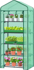 Mini Greenhouse for Indoor Outdoor: Ohuhu 23 x 19 x 75-Inch Small Plastic Plant Green House 5-Tier Rack Stand Portable Greenhouses with Durable PE Cover for Seedling, Ideal Gardening Gifts