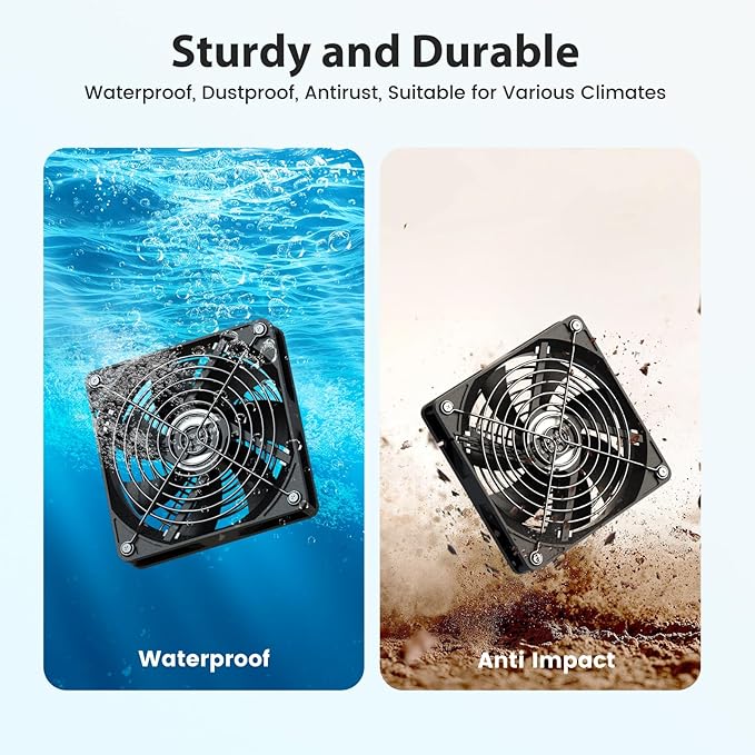5.5" Solar Fan with Battery, 30W Solar Powered Rechargeable Fan Outdoor Waterproof, 18600 mAh Battery Operated Exhuast or Intake Fans, for Chicken Coop Greenhouse Dog Shed Ventilation Cooling
