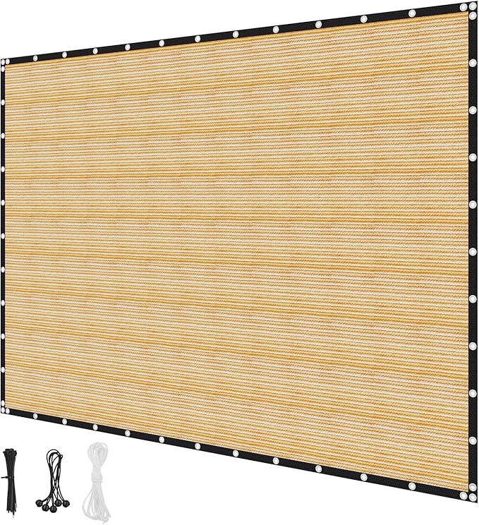 VEVOR 90% Sun Shade Cloth, 12 x 20 ft Pergola Shade Cover with Stainless Steel Grommets, Sun Shades Canopy Privacy Screen with 160 GSM HDPE Material, for Outdoor, Patio, Garden, and Backyard (Beige)