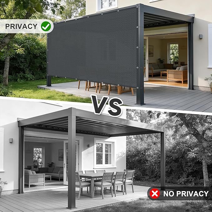 Cool Area Sun Shade Cloth with Grommets 7×15 FT Shade Panel Shade Tarp Screen Fabic for Outdoor Patio Pergola Cover Deck Garden, Dark Grey (Customized)