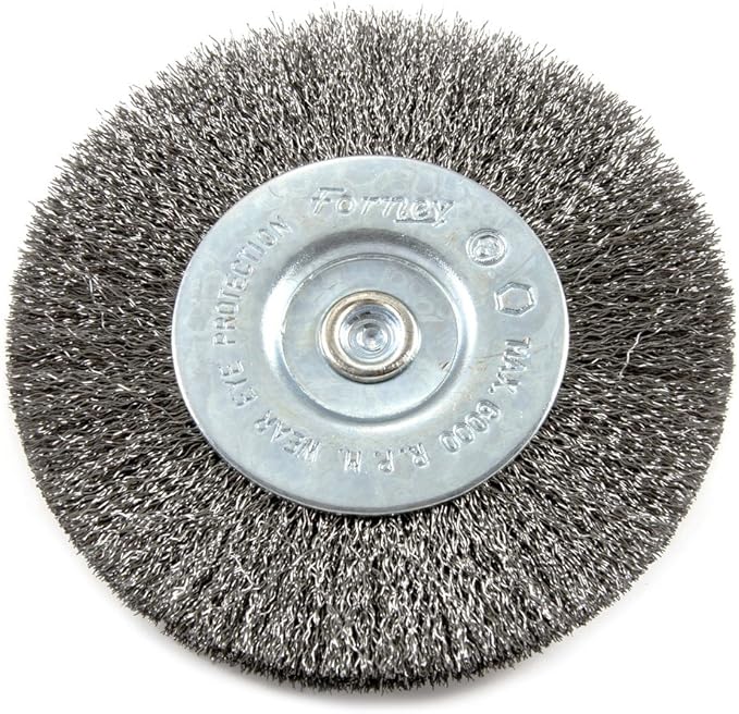 Forney 72740 Wire Wheel Brush, Fine Crimped with 1/4-Inch Hex Shank, 4-Inch-by-.008-Inch