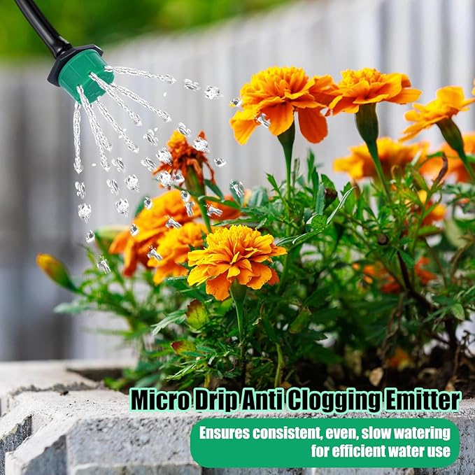 Yaocom Sprinkler Irrigation Drippers, 1/4 Inch Barbed Drip Emitter, 360 Degree Watering Adjustable Suitable Anti-Clogging Drippers for 4mm/7mm Garden Watering Tubing System (Dark Green,400 Pcs)