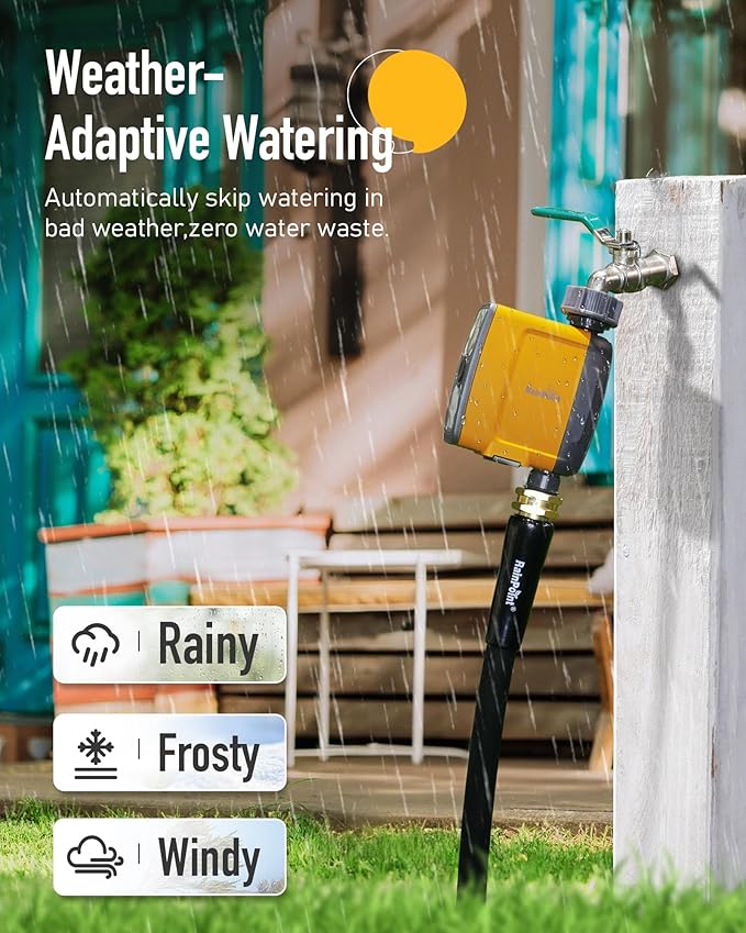 RAINPOINT WiFi Water Timer with WiFi Soil Moisture Sensor, WiFi Hose Timer for Lawn,WiFi Sprinkler Controller via APP/Voice Control,Automatic Watering System