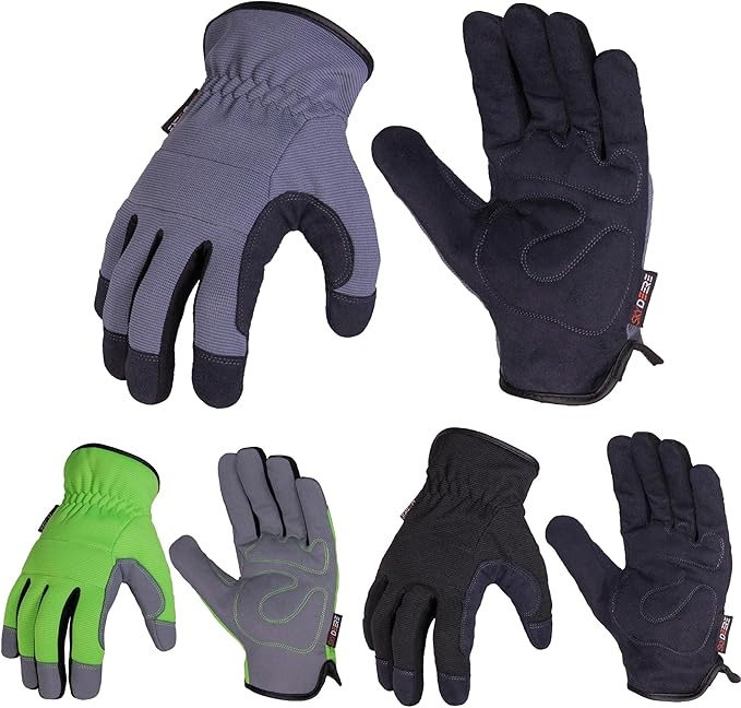 SKYDEER 3-Pairs Pack Durable Leather Work Gloves for Gardening and General Work (SD8811/XL)