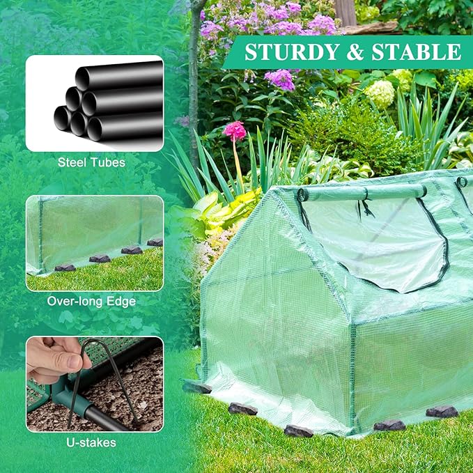 BPS 9x3x3 FT 3-in-1 Mini Greenhouse Kit, Small Greenhouse with Triple-Layer Window for All-Season Vegetable and Plant Growing