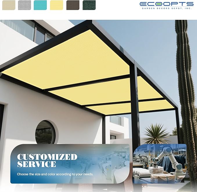 ECOOPTS 6'x287' Sun Shade Roll, Sun Shade UV Blockage Cover for Outdoor Backyard Patio Pergola Greenhouse Plants (Light Yellow)