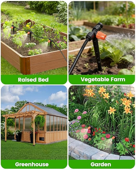 36 Pack Drip Irrigation Parts, Quick Connect 1/4" Adjustable 360° Misting Nozzles for Garden & Farm Irrigation Systems