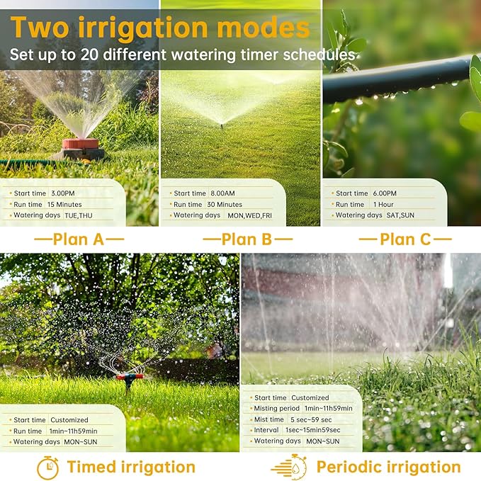 WiFi Water Timer for Garden WiFi Sprinkler Timer Outdoor, Irrigation Timers 1 Outlet Brass Inlet WiFi Hose Timers with APP Remote Control/Rain Delay/Manual for Garden/Lawn/Yard Watering System