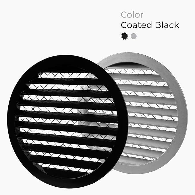 8" Inch Round Aluminum Vent Cover - Air Vent Louver - Soffit Grille Cover - Built-in Aluminum Screen - Grill Cover/Dryer Vent Cover for House, Kitchen, Bathroom, Garage, Attic Ventilation