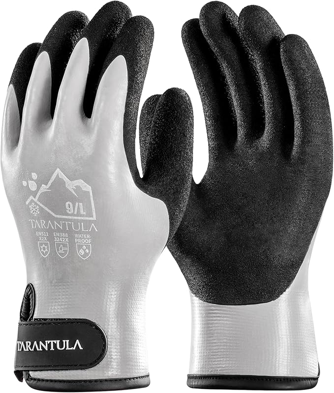 Tarantula 100% Waterproof Winter Work Gloves for Men&Women,Thermal Insulated Freezer Gloves for Cold Weather, Super Grip Palm