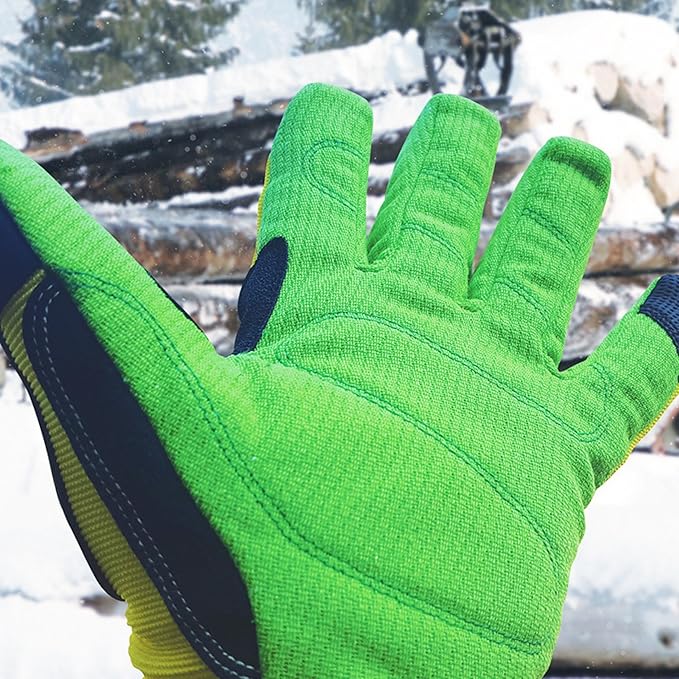 Cestus 5076, Winter Work Gloves for Cold Weather, Corded Cotton Palm, Insulated, Waterproof, ANSI Cut A2, ANSI Impact 1