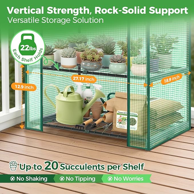 Mini Greenhouse for Indoor Outdoor: Ohuhu 23 x 19 x 75-Inch Small Plastic Plant Green House 5-Tier Rack Stand Portable Greenhouses with Durable PE Cover for Seedling, Ideal Gardening Gifts