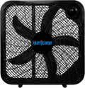 Hurricane Classic Floor Mount Box Fan w/ 3 Quiet Speeds, Black, 20" - Corded Portable Electric Air Cooling Unit w/ Powerful 2400 CFM Airflow for Home, Garage, Office, Bedroom & Basement