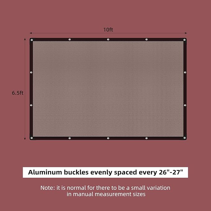 40% Shade Cloth, 6.5x10FT Black Heavy Duty Mesh Screen Tarp with Grommets for Patio, Canopy, Garden, Porch, Greenhouse, Pools, Garage