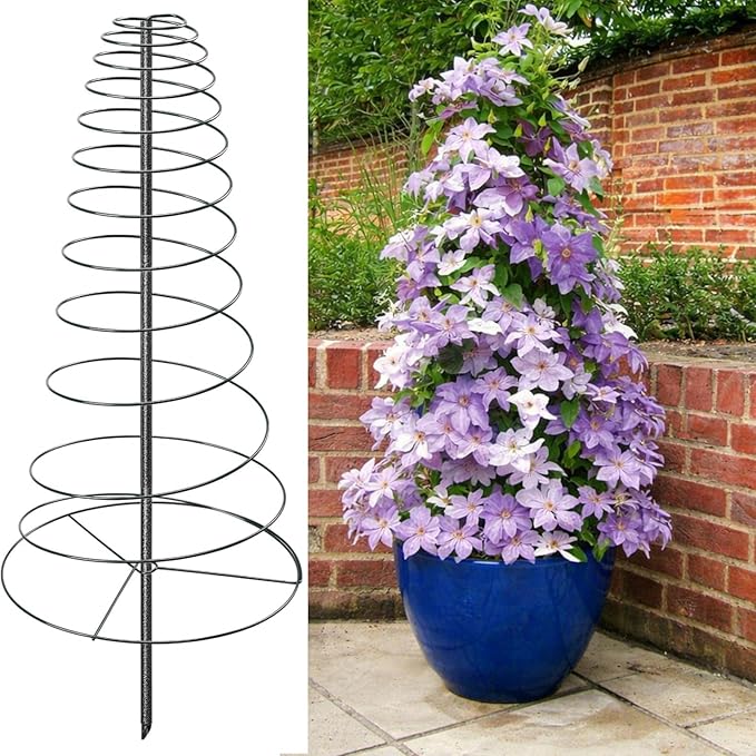 Spiral Frame Trellis for Climbing Plants Outdoor Indoor - 44" Adjustable Heavy Duty Metal Garden Plant Support with Anti-Wobble Screws,for Pole Beans,Tomato, Sweet Pea,Clematis,Potted Plants,Vine
