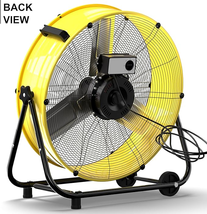 MEPTY 30-Inch Industrial Drum Fan, 14000 CFM High Velocity Floor Fan 550W, 3-Speed Heavy Duty Metal Air Circulator for Shop, Warehouse, Workshop, Garage, Factory