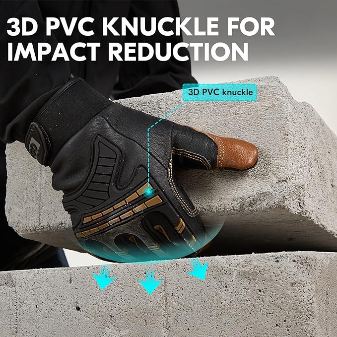Vgo... -4℉ or above Winter Waterproof High Dexterity Heavy Duty Mechanic Glove, Anti-vibration, Anti-abrasion, Touchscreen (1 Pair,M,Brown,GA8954FW)