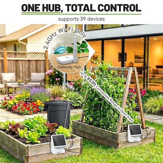 RAINPOINT Smart WiFi Solar Drip Irrigation System for indoor & Outdoor Use,APP Control Automatic Plant Waterer Device Kit Water Shortage Protection Push&Email Notification Grow Tent Water 10-20 Plants