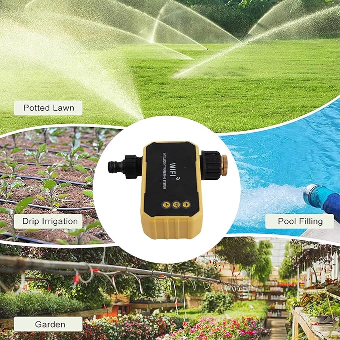 Smart Solar Panel Water Timer, Automatic Irrigation Controller for Garden Hose with Rain Sensor, Solar Panel Watering System Outdoor Irrigation Controller
