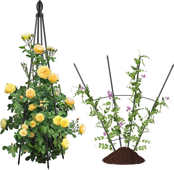 AlisisFores 2 Pack Garden Trellis for Climbing Plants, Garden Trellis Rustproof Plastic Coated Metal Plant Support for Vegetables, Vines and Rose Bushes