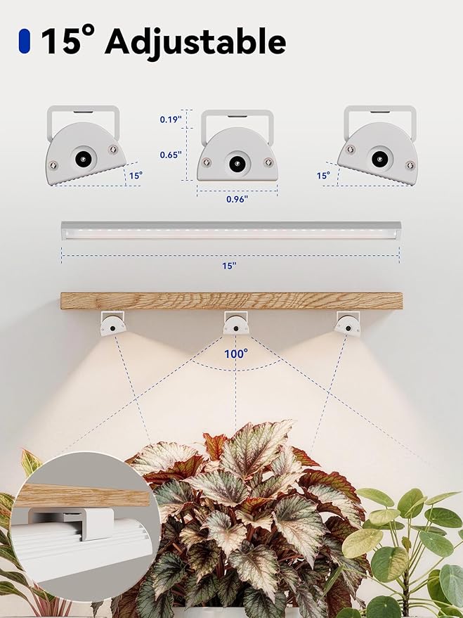 GLOWRIUM Smart Grow Lights for Indoor Plants with APP, Full Spectrum Grow Lights for Seed Starting, G6 Plant Light Strip with auto Timer, 3 Angle dimming Levels for Plant Shelf, 2-Pack (White, 16W)