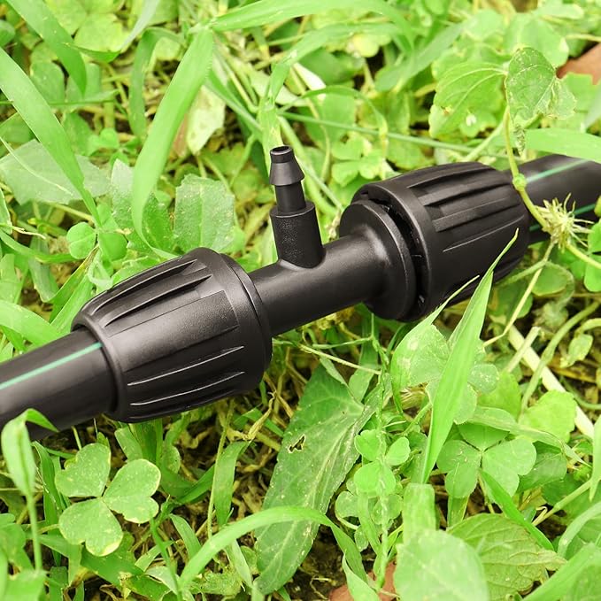 Gardrip Drip Irrigation Fittings for 1/2 Inch to 1/4 Inch Tubing Reducing Tee：1/2" (1/2" ID x 0.65" OD) to 1/4" Drip Line Anti-drop Locked Nut Barbed Reducer Tee Connectors (12 Pack)