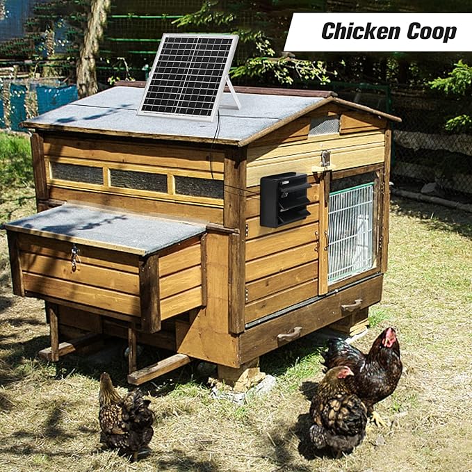 blessny Solar Powered Exhaust Fan, 25W Solar Panel +10" Shutter Ventilation Vent Fan for Outside Greenhouse, Chicken Coop, Shed, Pet House