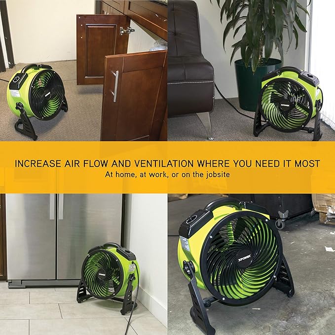 XPOWER FC-250D DC Motor Heavy Duty Industrial High Velocity Whole Room Air Mover Air Circulator Utility Floor Fan, Variable Speed, Timer, 13 inch, 1560 CFM