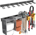 WALMANN Wall Mounted Garden Tool Organizer for Garage, Heavy Duty Folding Chair Storage Rack, 11-Inch Tools Storage Hooks for Shovels, Rakes, Ladders, Hold Up to 400 lbs(Tool Rack)