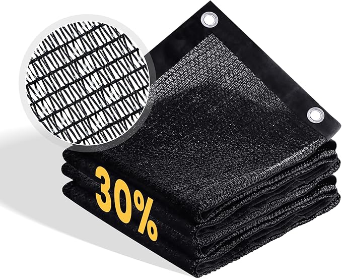 VICLLAX 30% Shade Cloth, 4x17FT Durable Black Mesh Trap with Every 3 FT Grommet, Sun Shade Fabric Netting for for Plants Cover, Greenhouse, Chicken Coop, Barn Kennel, Garden Patio