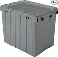 Akro-Mils 39170 Industrial Plastic Storage Tote with Hinged Attached Lid, (21-Inch L by 15-Inch W by 17-Inch H), Gray, (3-Pack)