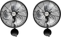 Hurricane 16 Inch Pro High Velocity Corded Electric Classic Oscillating Wall Mount Fan with 3 Speed Settings for Air Circulation, Black (2 Pack)