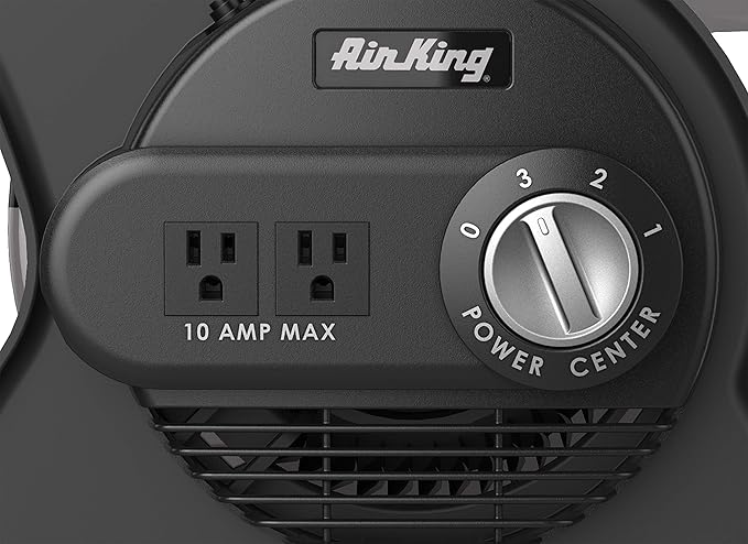 Air King Commercial Grade Pivoting Utility Fan, for Cooling, Ventilating, Exhausting and Drying at Home, Job Site, Work Shop, Construction, 3 Speeds, 11.25", Black, 9550