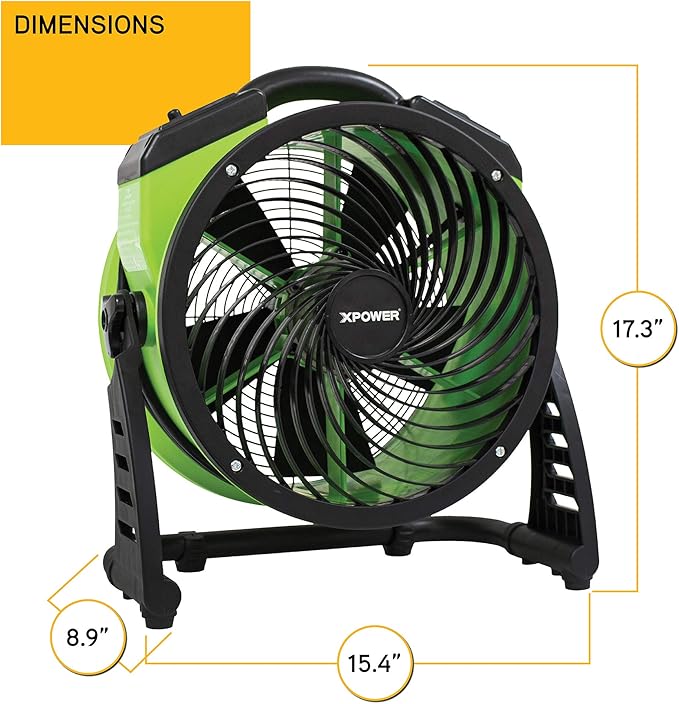 XPOWER FC-250D DC Motor Heavy Duty Industrial High Velocity Whole Room Air Mover Air Circulator Utility Floor Fan, Variable Speed, Timer, 13 inch, 1560 CFM