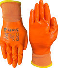 Cestus C-14, 12 Pairs Nitrile Coated Work Gloves for Men, Waterproof Safety Gloves for Fuel Handling, Construction, Warehouse