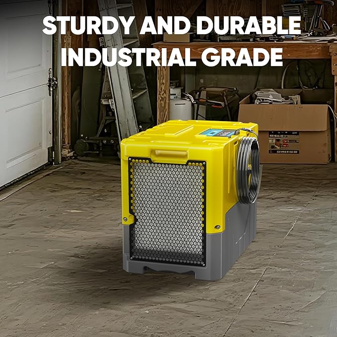 190Pints Commercial Dehumidifier for Basements with Pump Drain Hose, LGR Dehumidifiers with Wheels, Crawl Space Dehumidifier for Basement, Warehouse and Garages Up to 6000Sq, Yellow-2026 Upgraded-2PC