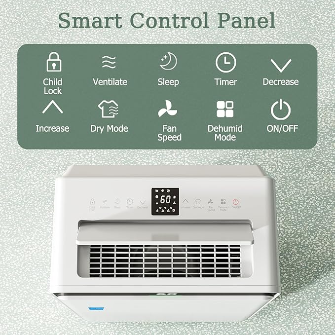 2026Upgraded 5000 Sq.Ft 80 Pint energy star Dehumidifier for Basements with Large 1.72 Gal Tank,Portable Smart Compressor Whisper Dehumidifier for Home/Bedroom/Bathroom