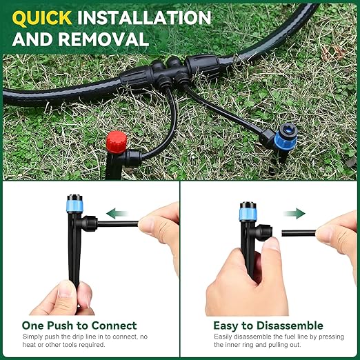 Drip Irrigation System for Garden, 2026-Upgraded Quick Connect Garden Watering Kit All-in-One with 1/2 inch 1/4 inch Irrigation Tubing for Garden, Lawn, Greenhouse, Raised Beds (91FT)