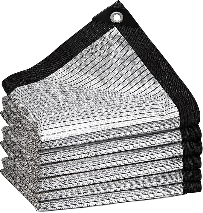 Shade Cloth-Thickened and Encrypted 80% Aluminum Shade Cloth for Greenhouse Balcony Garden,Outdoor Pergola,Lawn,Cars.Easy Hanging with Edges and Holes,Silver Heat Reflective Tarp