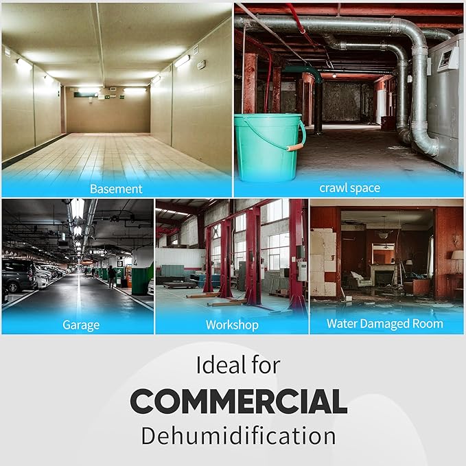 190Pints Commercial Dehumidifier for Basements with Pump Drain Hose, LGR Dehumidifiers with Wheels, Crawl Space Ddehumidifier for Basement, Warehouse and Garages Up to 6000 Sq.Ft, Blue-2026 Upgraded